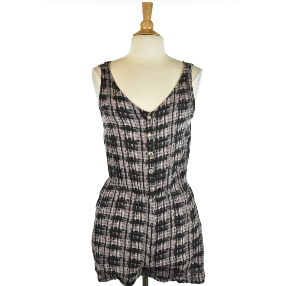 Mono B Shorts Romper With Buttons - image 1